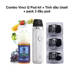 Combo Vinci Q Kit + Tinh dầu Usalt + Pack 3 đầu Pod